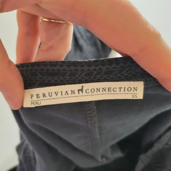 Peruvian Connection Dress Womens XS Gray Long Sleeve Maxi Geometric Pima Cotton - Picture 3 of 11